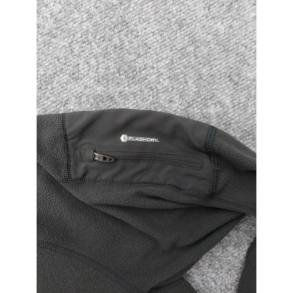 North Face Fleece Pullover Mens Large Black Flashdry 1/4 Zip Outdoor Zip Pocket